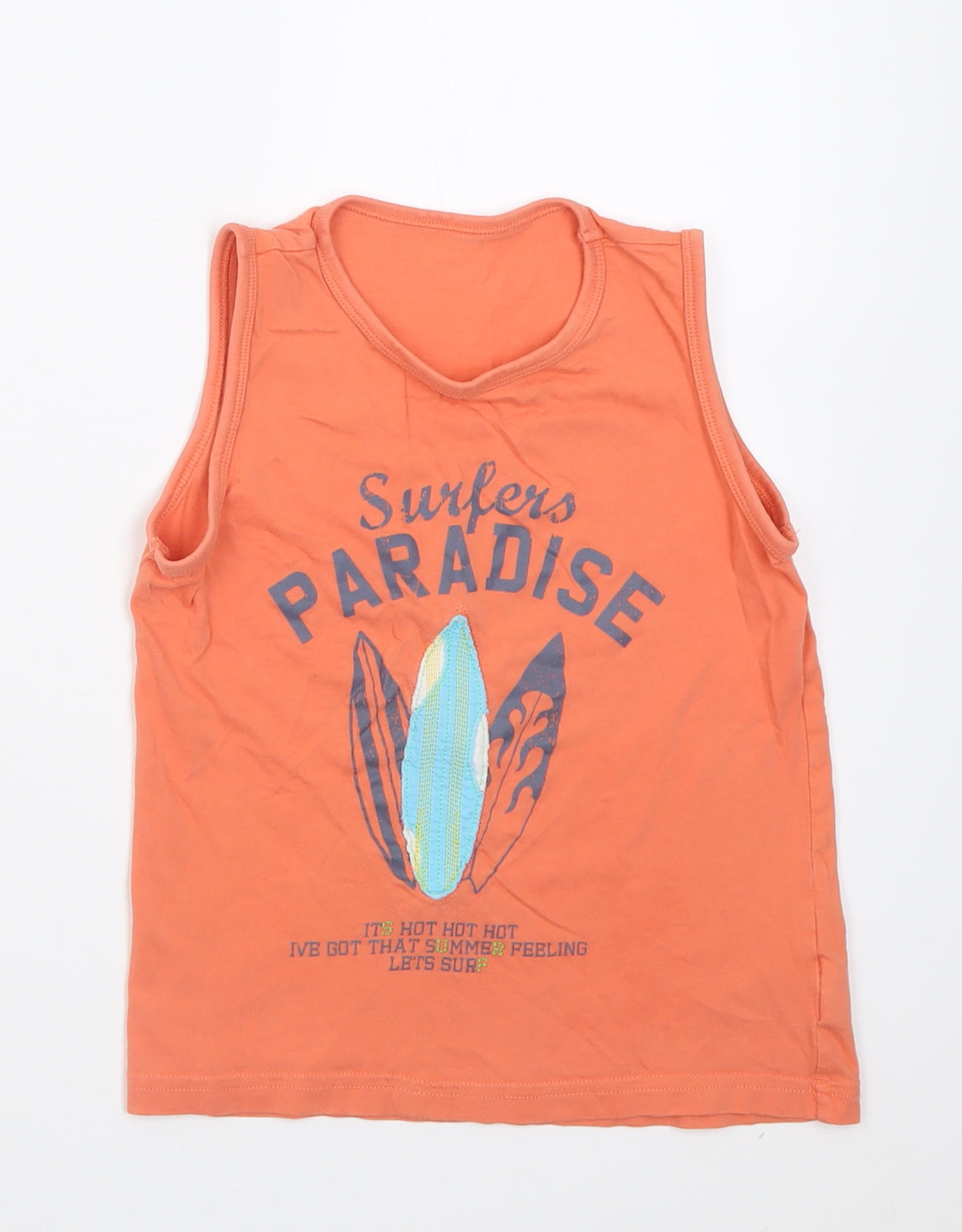 Mothercare Boys Orange  Cotton Basic Tank Size 6-7 Years Crew Neck Pullover