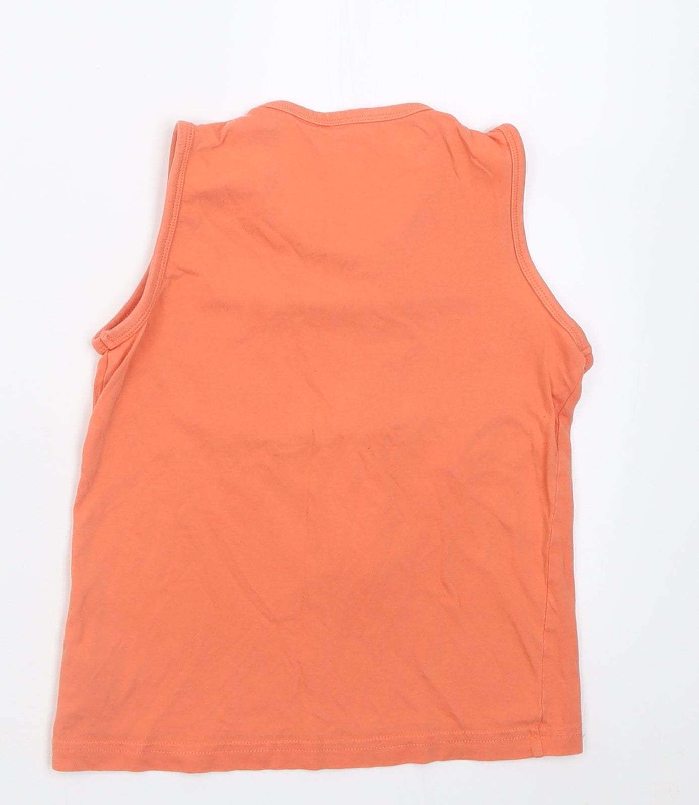 Mothercare Boys Orange  Cotton Basic Tank Size 6-7 Years Crew Neck Pullover