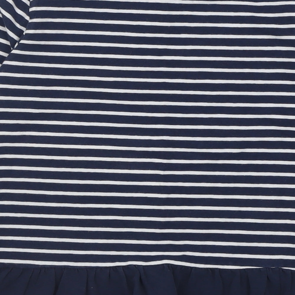 Young Style Girls Blue Striped Cotton Basic Casual Size 7-8 Years Crew Neck Pullover