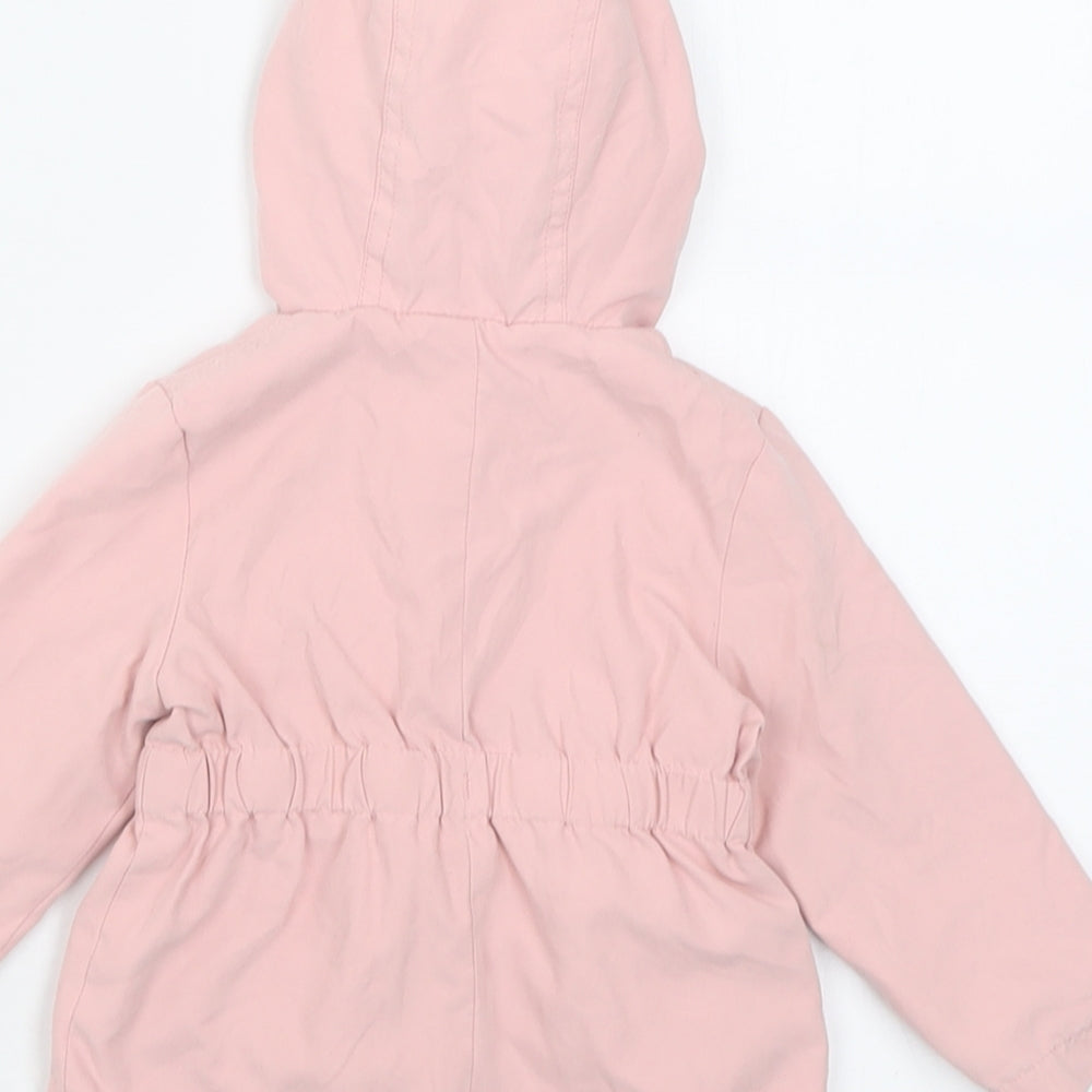 F&F Girls Pink Floral  Basic Coat Coat Size 6-9 Months   Zip
