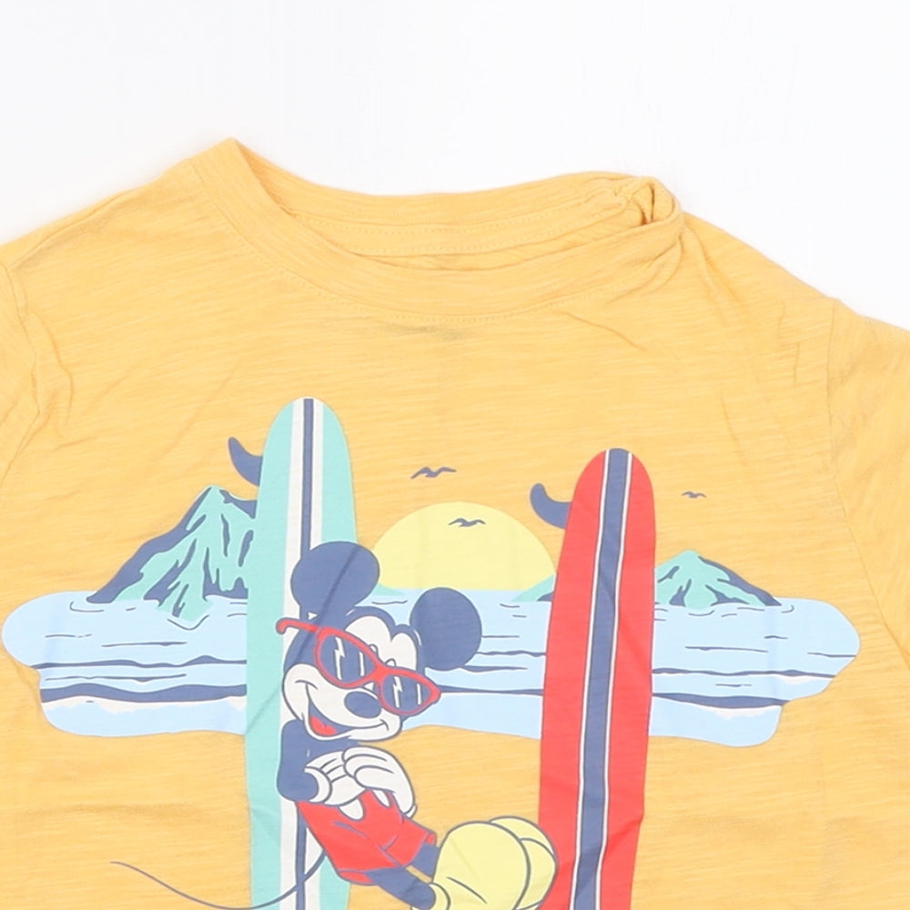 Gap Boys Orange  Cotton Basic T-Shirt Size 5 Years Crew Neck Pullover - Mickey Mouse Disney