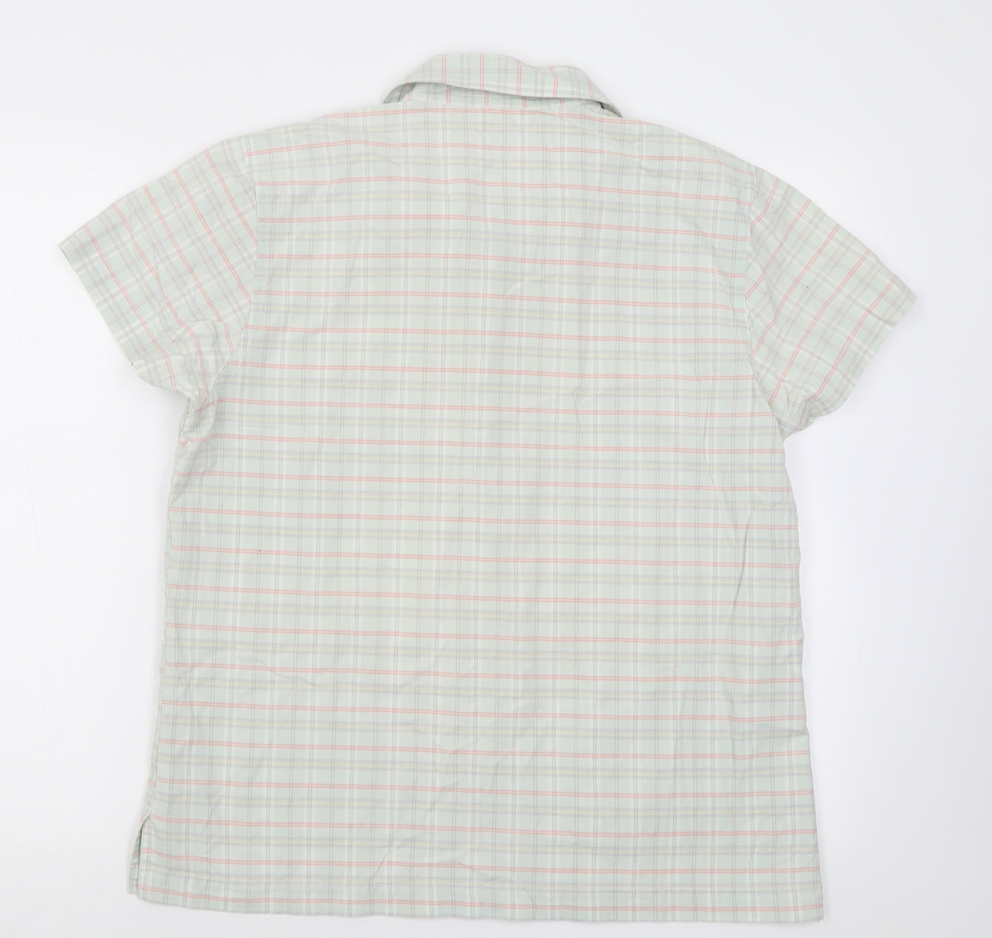ST BENARD Womens Green Check Cotton Basic Button-Up Size 12 Collared