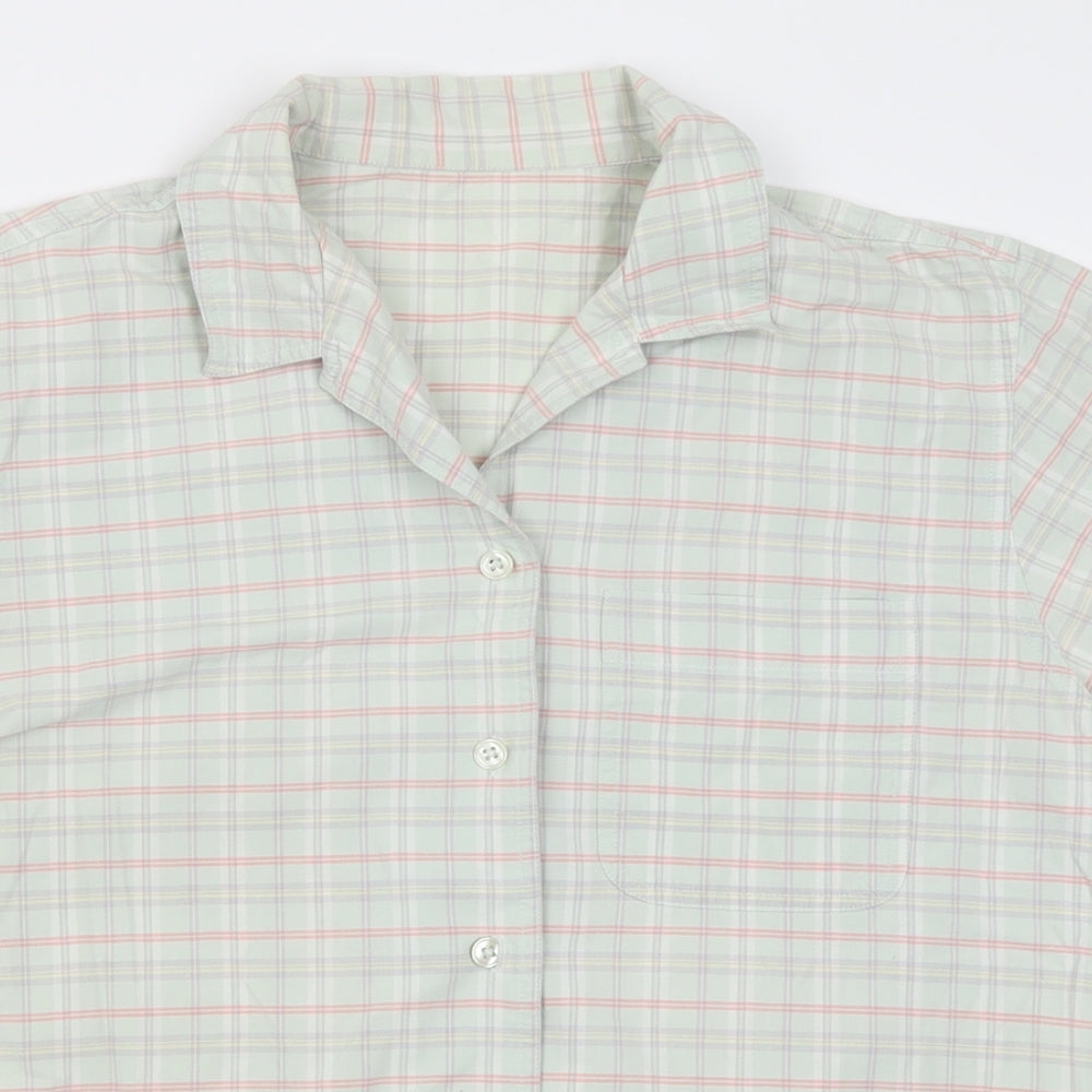 ST BENARD Womens Green Check Cotton Basic Button-Up Size 12 Collared
