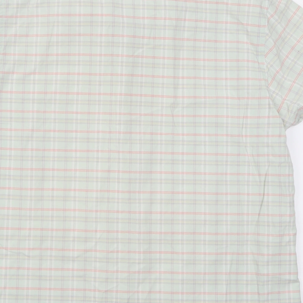 ST BENARD Womens Green Check Cotton Basic Button-Up Size 12 Collared