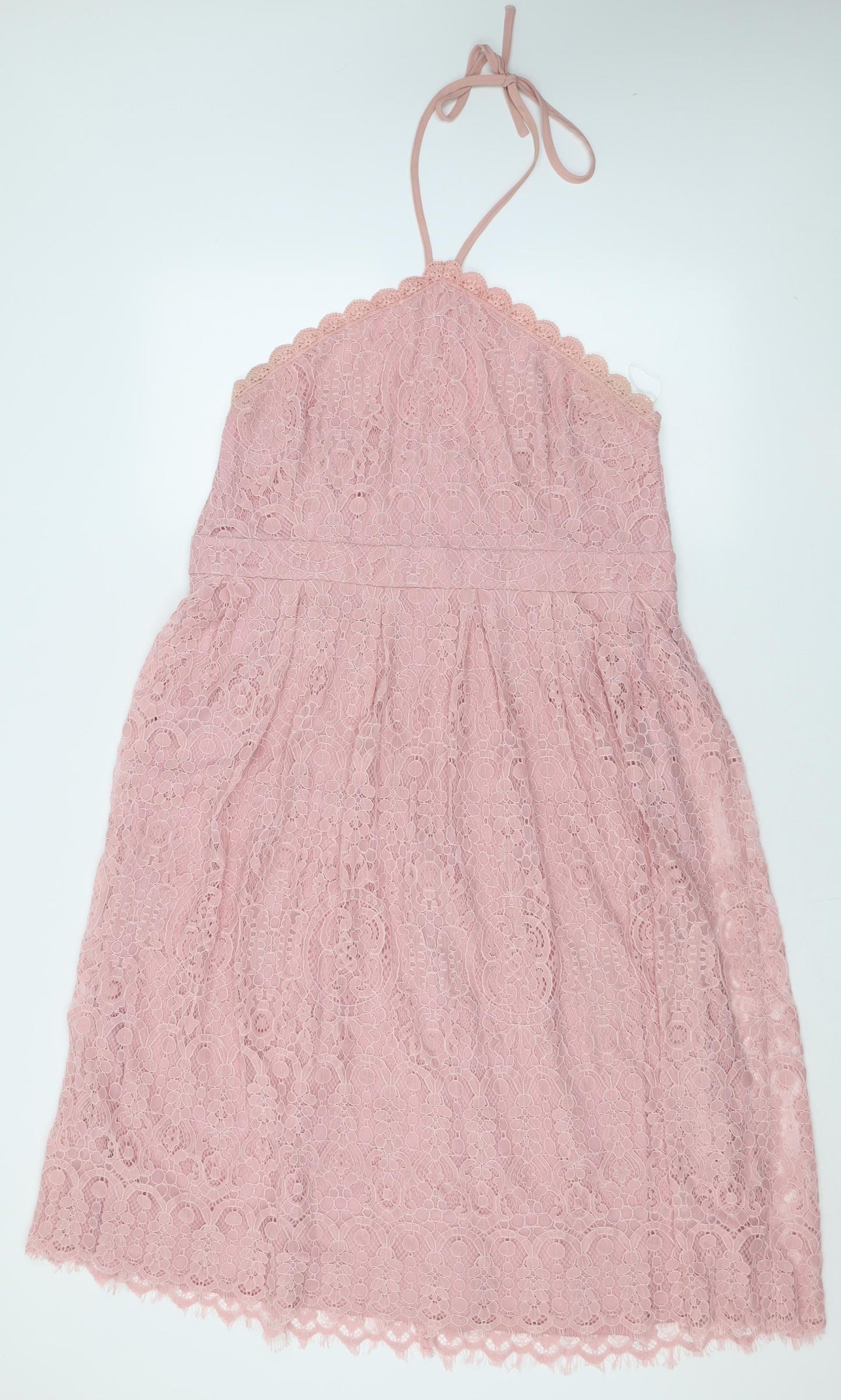 Boohoo Womens Pink  Cotton Fit & Flare  Size 18  Halter Zip