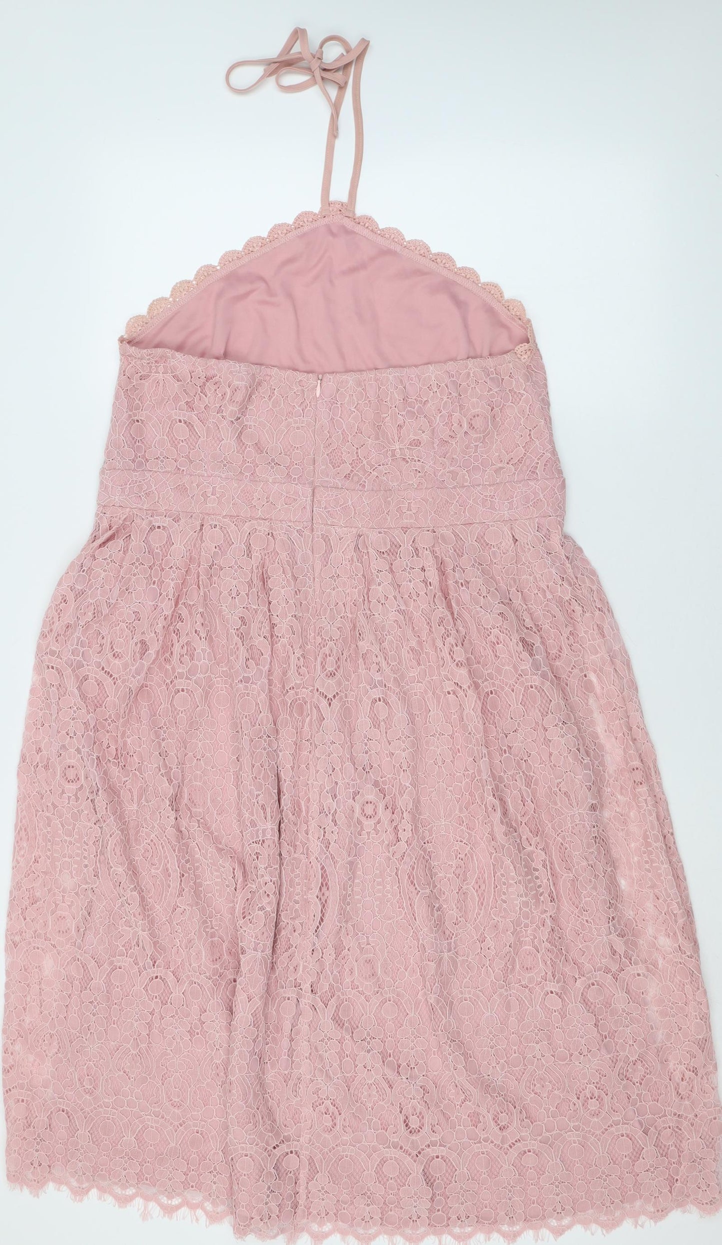 Boohoo Womens Pink  Cotton Fit & Flare  Size 18  Halter Zip