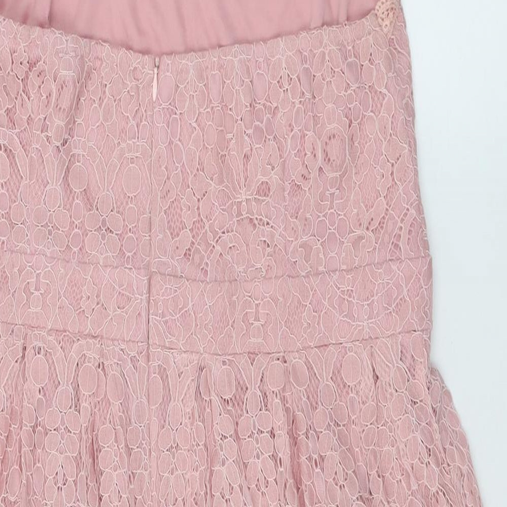 Boohoo Womens Pink  Cotton Fit & Flare  Size 18  Halter Zip