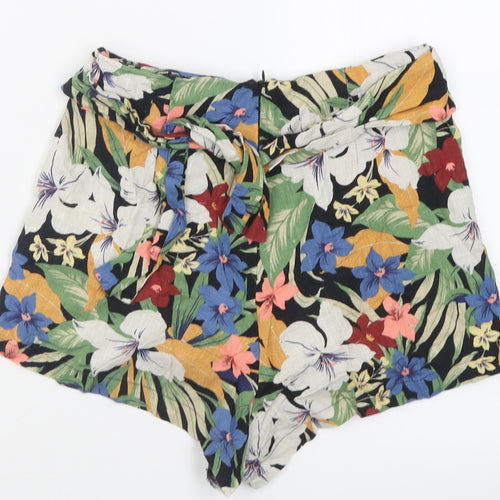 Pull&Bear Womens Multicoloured Floral Viscose Wrap Shorts Size S  Regular Zip