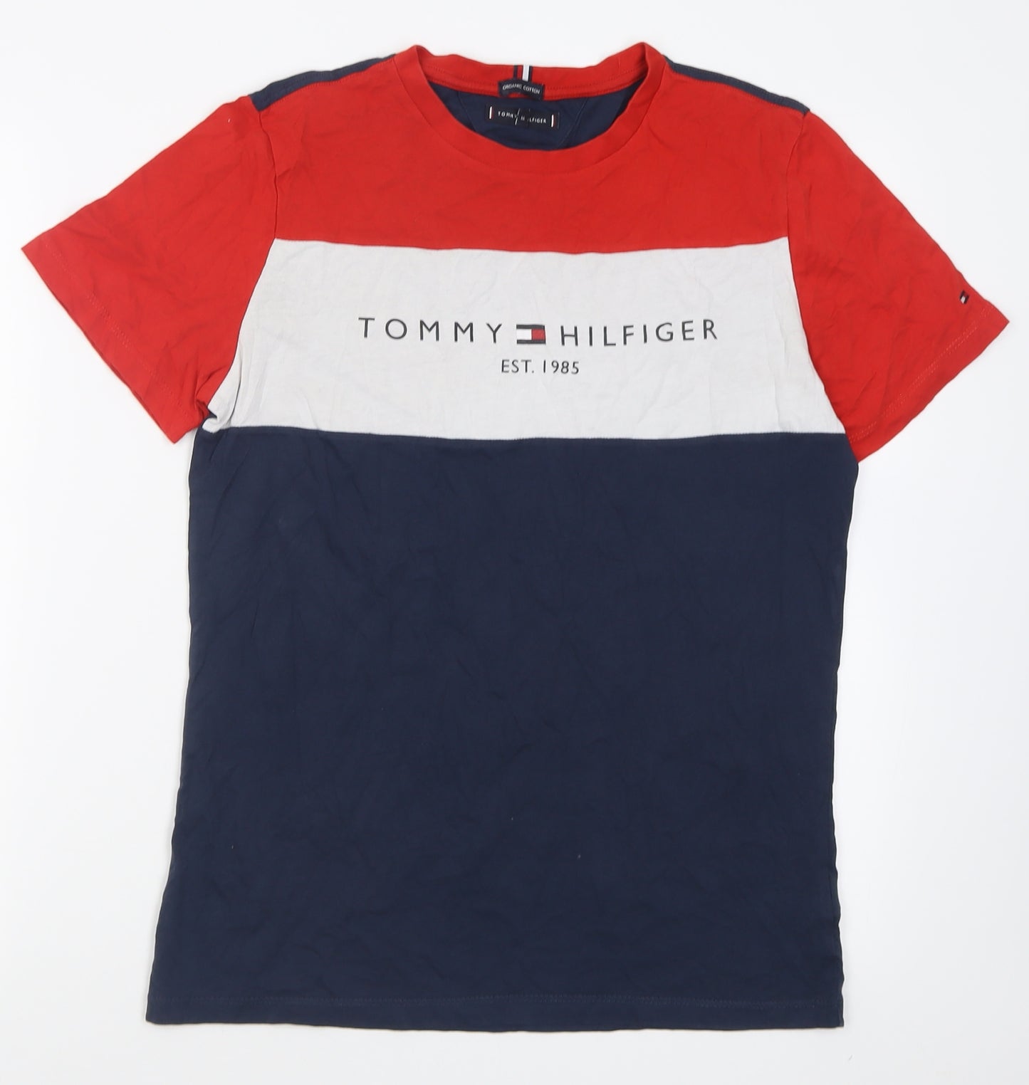 Tommy Hilfiger Boys Blue  Cotton Basic T-Shirt Size 16 Years Crew Neck Pullover