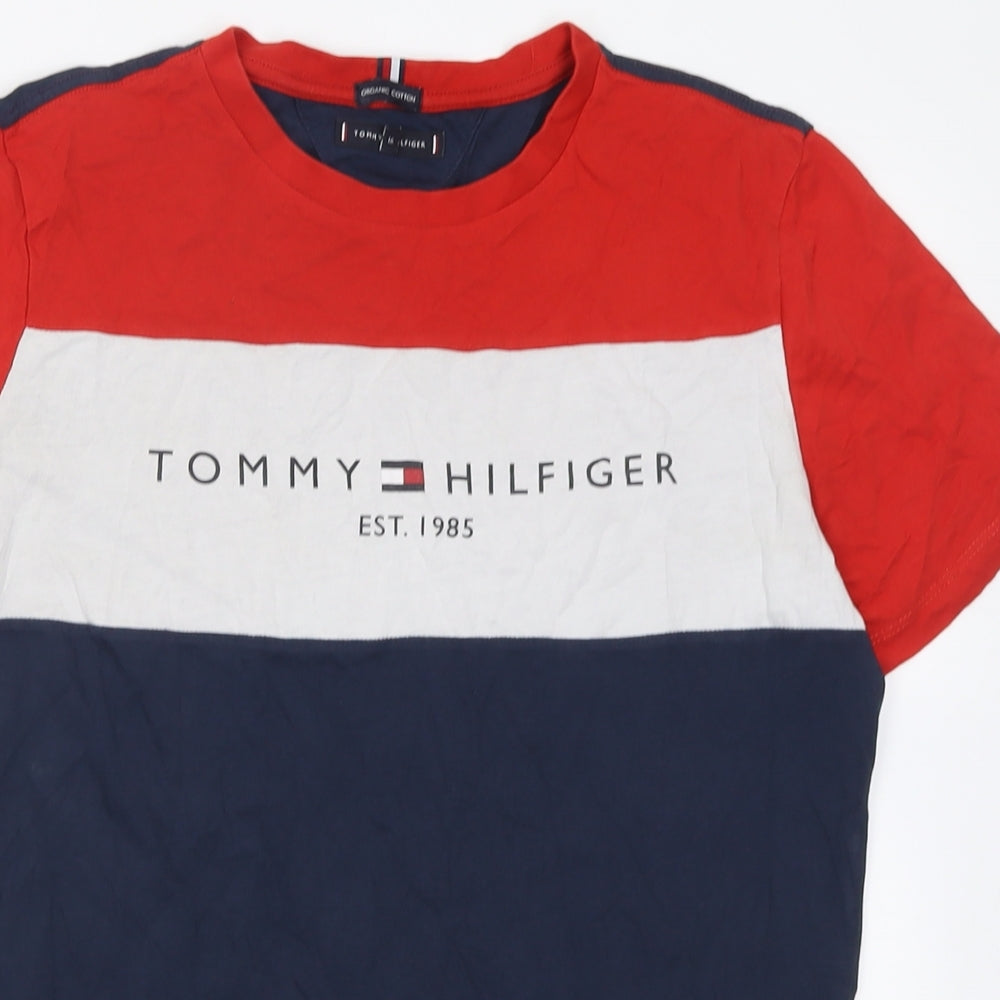 Tommy Hilfiger Boys Blue  Cotton Basic T-Shirt Size 16 Years Crew Neck Pullover
