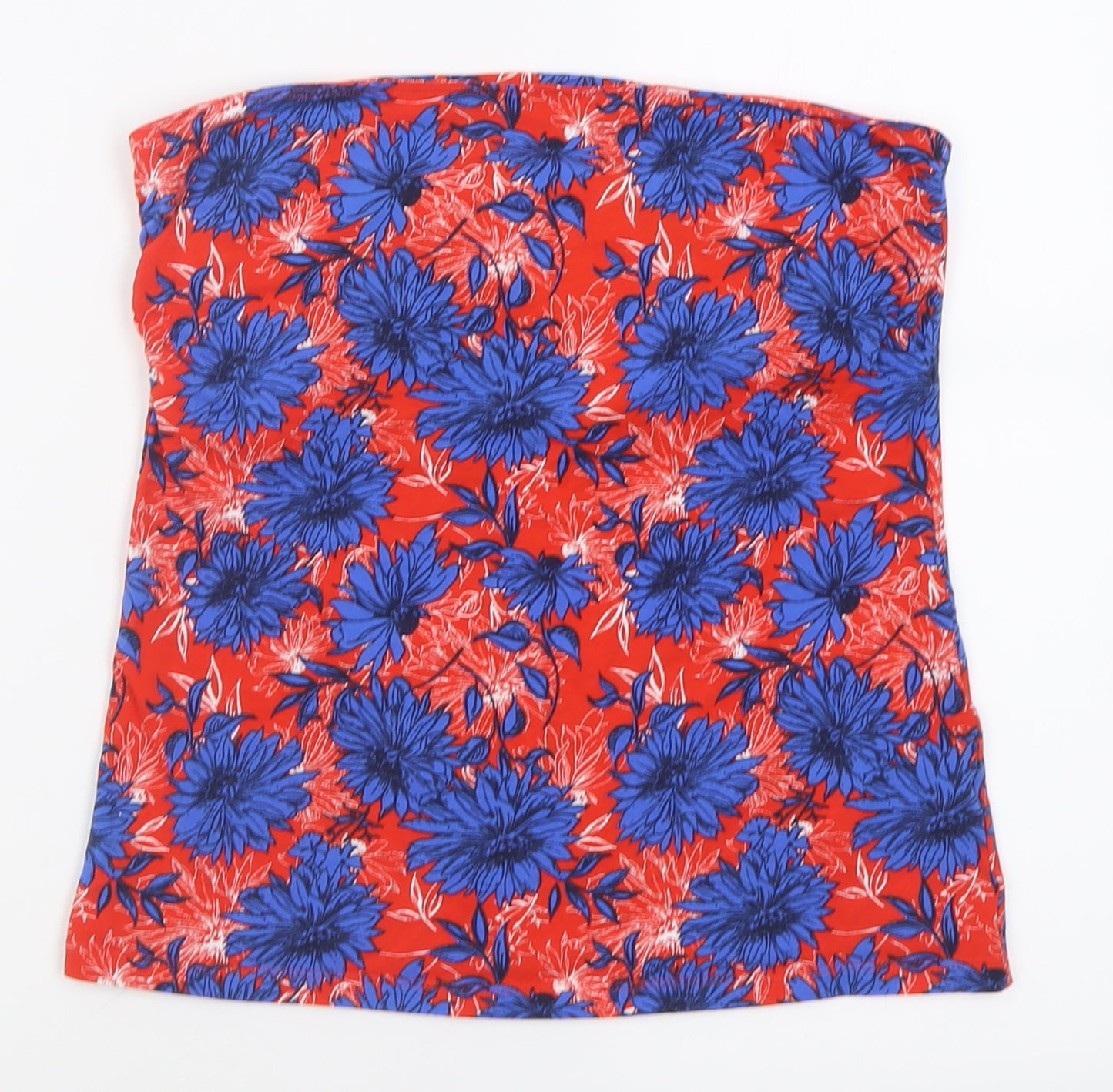 George Womens Red Floral Cotton Basic Tank Size 12 Off the Shoulder - Bandeau