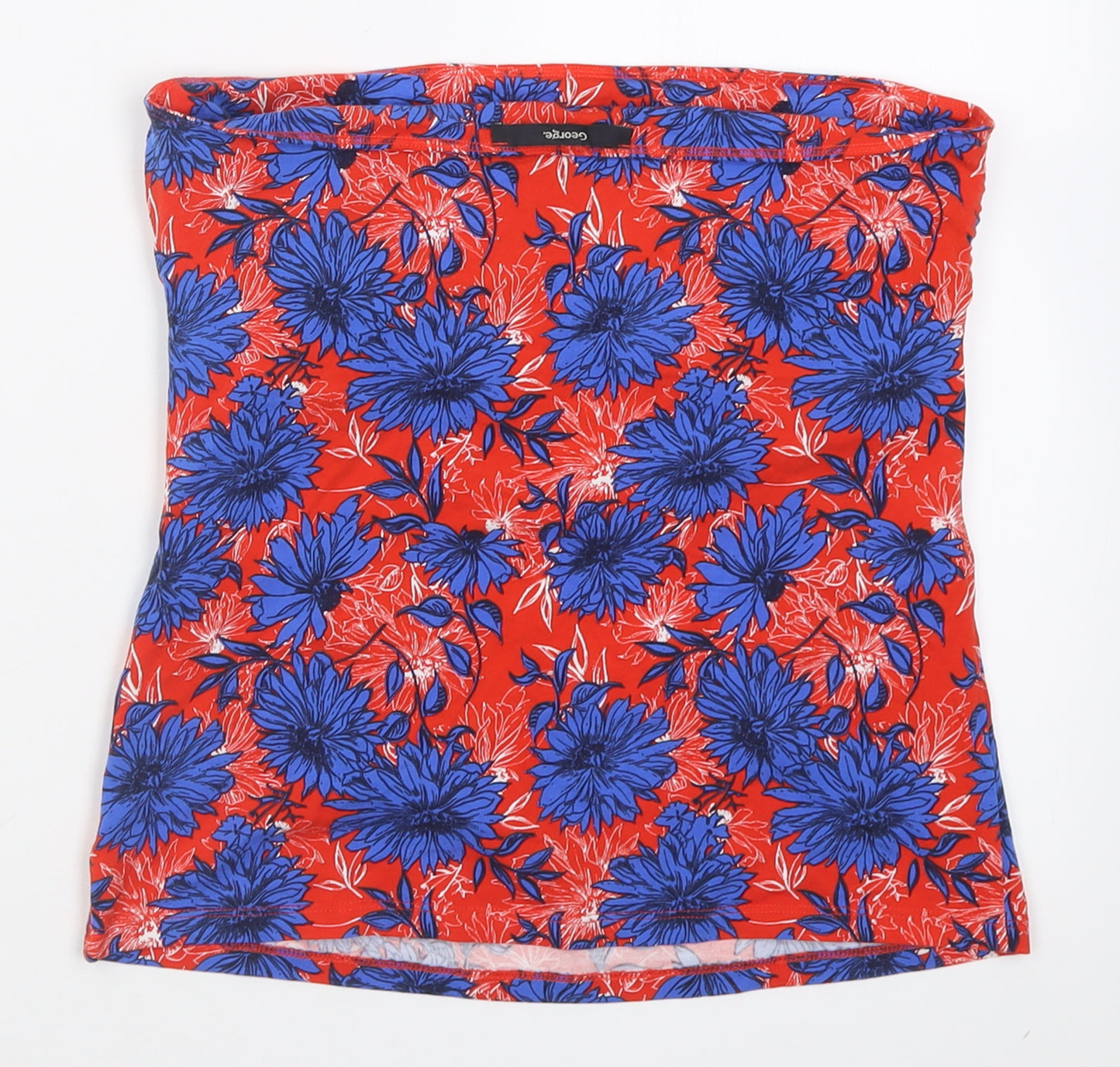 George Womens Red Floral Cotton Basic Tank Size 12 Off the Shoulder - Bandeau