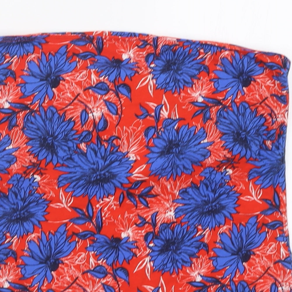 George Womens Red Floral Cotton Basic Tank Size 12 Off the Shoulder - Bandeau