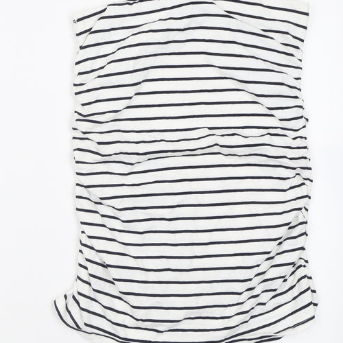 Dorothy Perkins Womens White Striped Cotton Straight & Pencil Skirt Size 12    - Ruched Sides