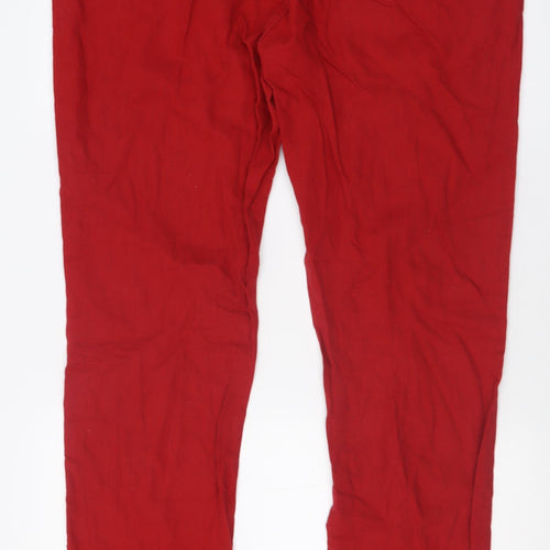 Signature by Levi Strauss & Co. Mens Red  Linen Trousers  Size 36 L34 in Regular Button