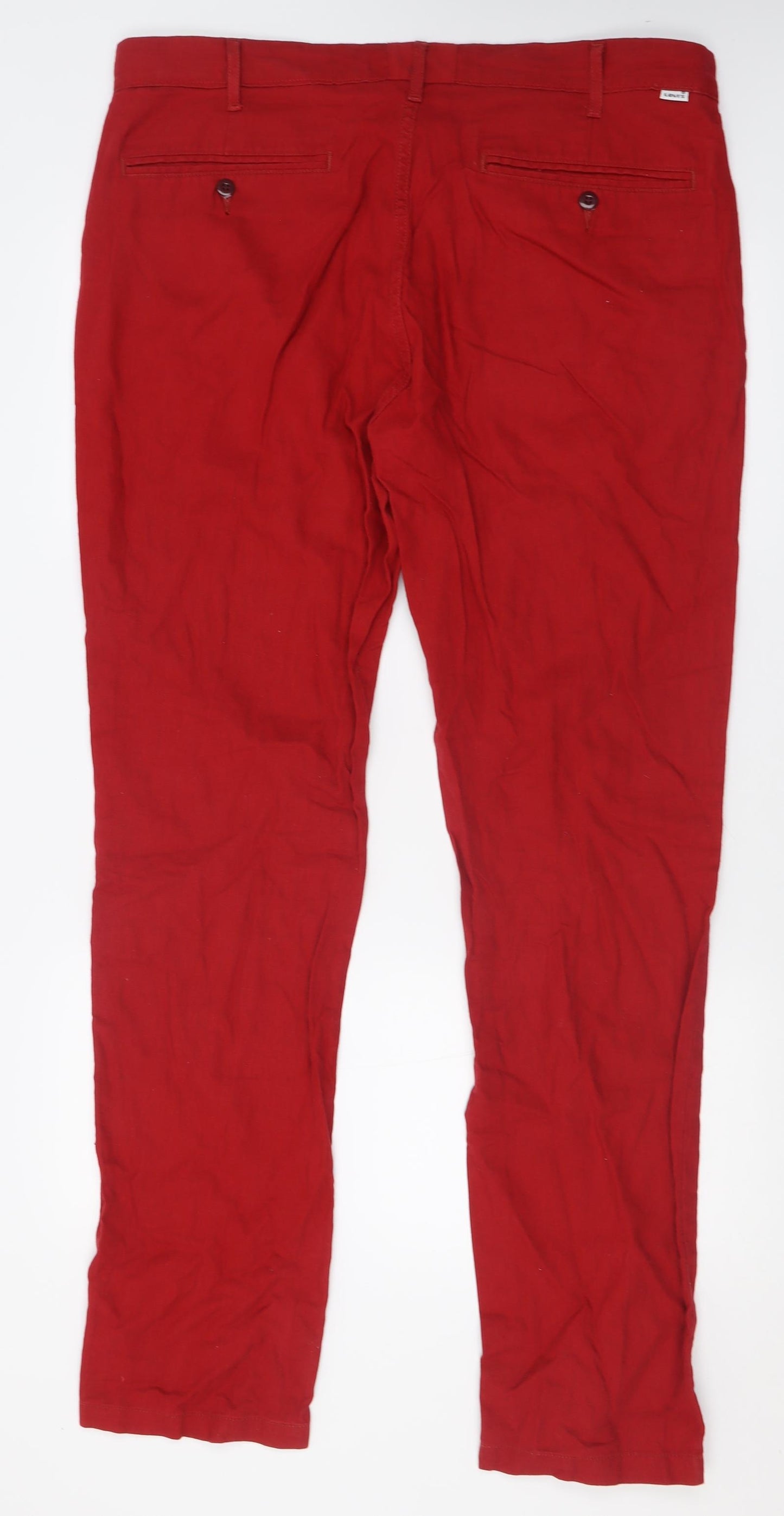 Signature by Levi Strauss & Co. Mens Red  Linen Trousers  Size 36 L34 in Regular Button