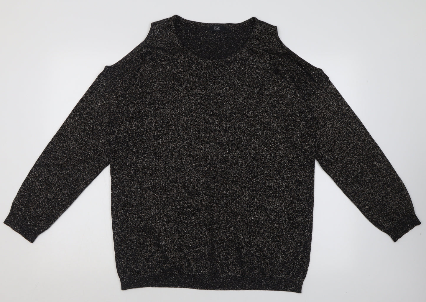 F&F Womens Black Crew Neck  Viscose Pullover Jumper Size 18   - Cold Shoulder