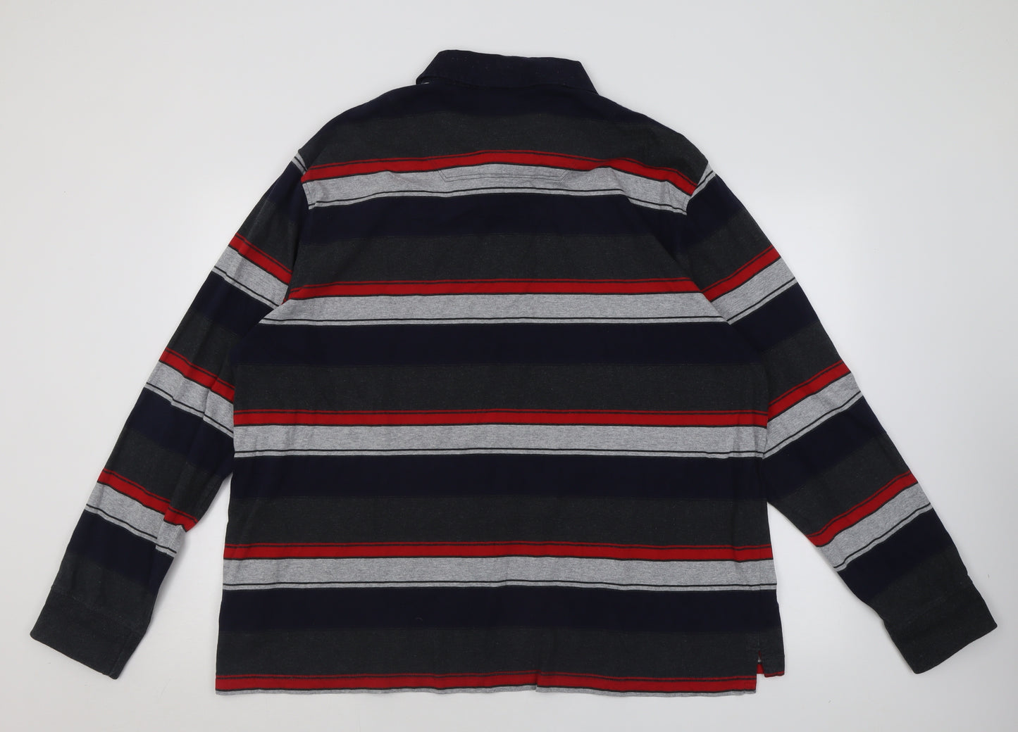 Blue Harbour Mens Grey Striped Cotton  Polo Size 3XL Collared Button