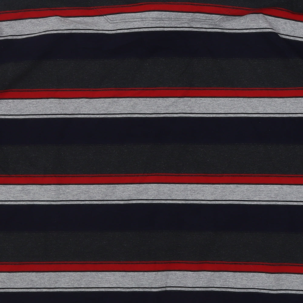 Blue Harbour Mens Grey Striped Cotton  Polo Size 3XL Collared Button