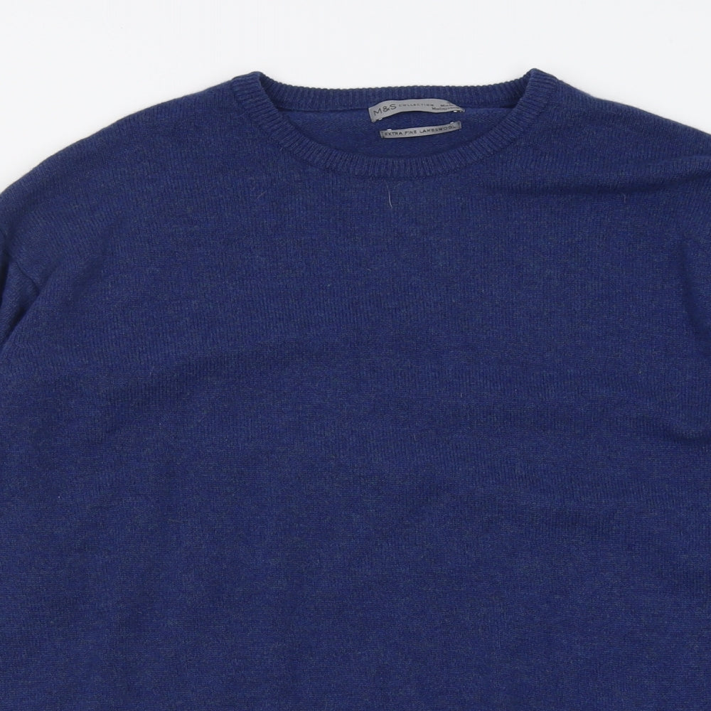 Marks and Spencer Mens Blue Crew Neck  Wool Pullover Jumper Size 4XL