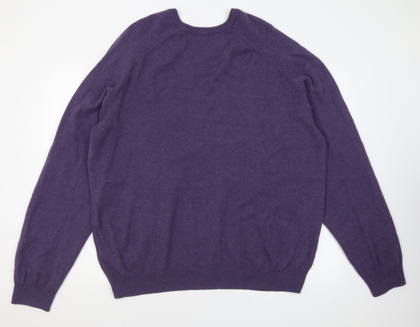 Marks and Spencer Mens Purple V-Neck  Wool Pullover Jumper Size 4XL