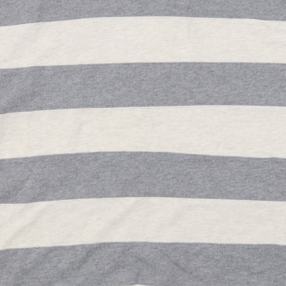 Blue Harbour Mens Grey Striped Cotton  Polo Size XL Collared Button