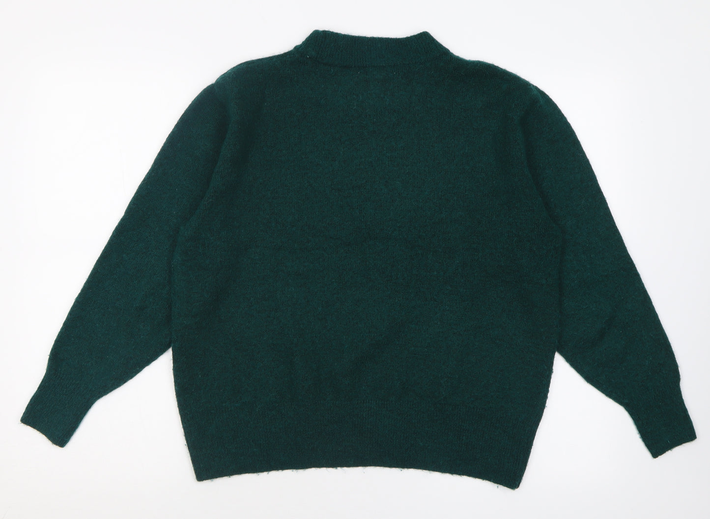 H&M Womens Green Crew Neck  Polyester Pullover Jumper Size S