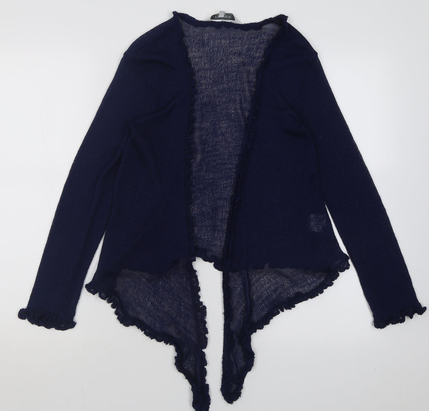 Preview Womens Blue V-Neck  Acrylic Cardigan Jumper Size M