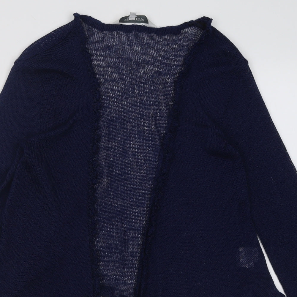 Preview Womens Blue V-Neck  Acrylic Cardigan Jumper Size M