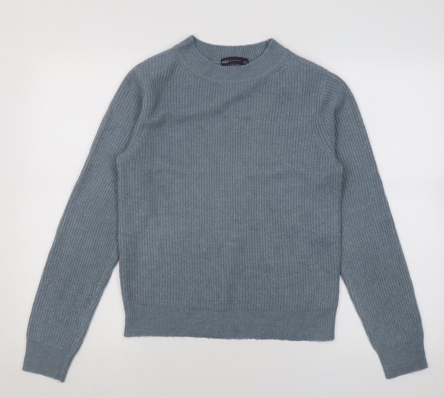 Marks and Spencer Womens Blue Crew Neck  Acrylic Pullover Jumper Size 10