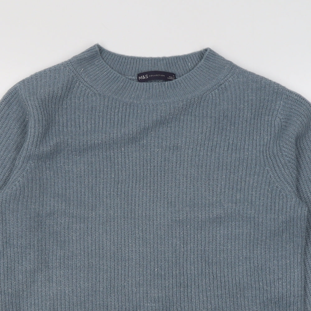 Marks and Spencer Womens Blue Crew Neck  Acrylic Pullover Jumper Size 10