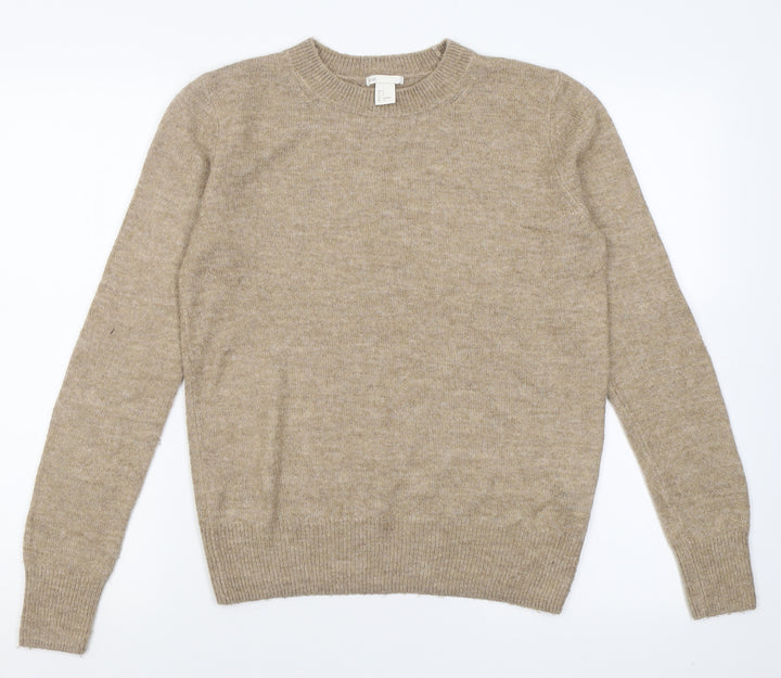 H&M Womens Brown Crew Neck  Acrylic Pullover Jumper Size S
