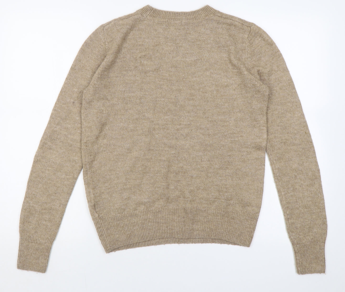 H&M Womens Brown Crew Neck  Acrylic Pullover Jumper Size S