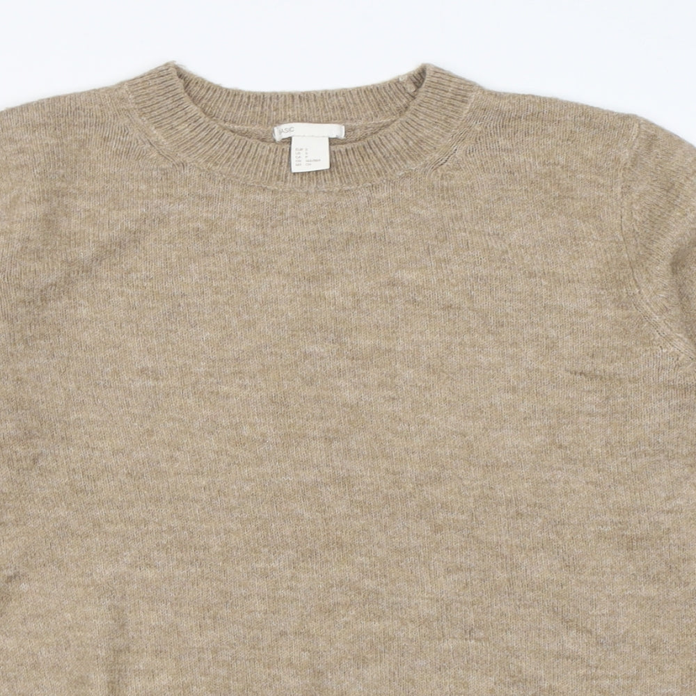 H&M Womens Brown Crew Neck  Acrylic Pullover Jumper Size S