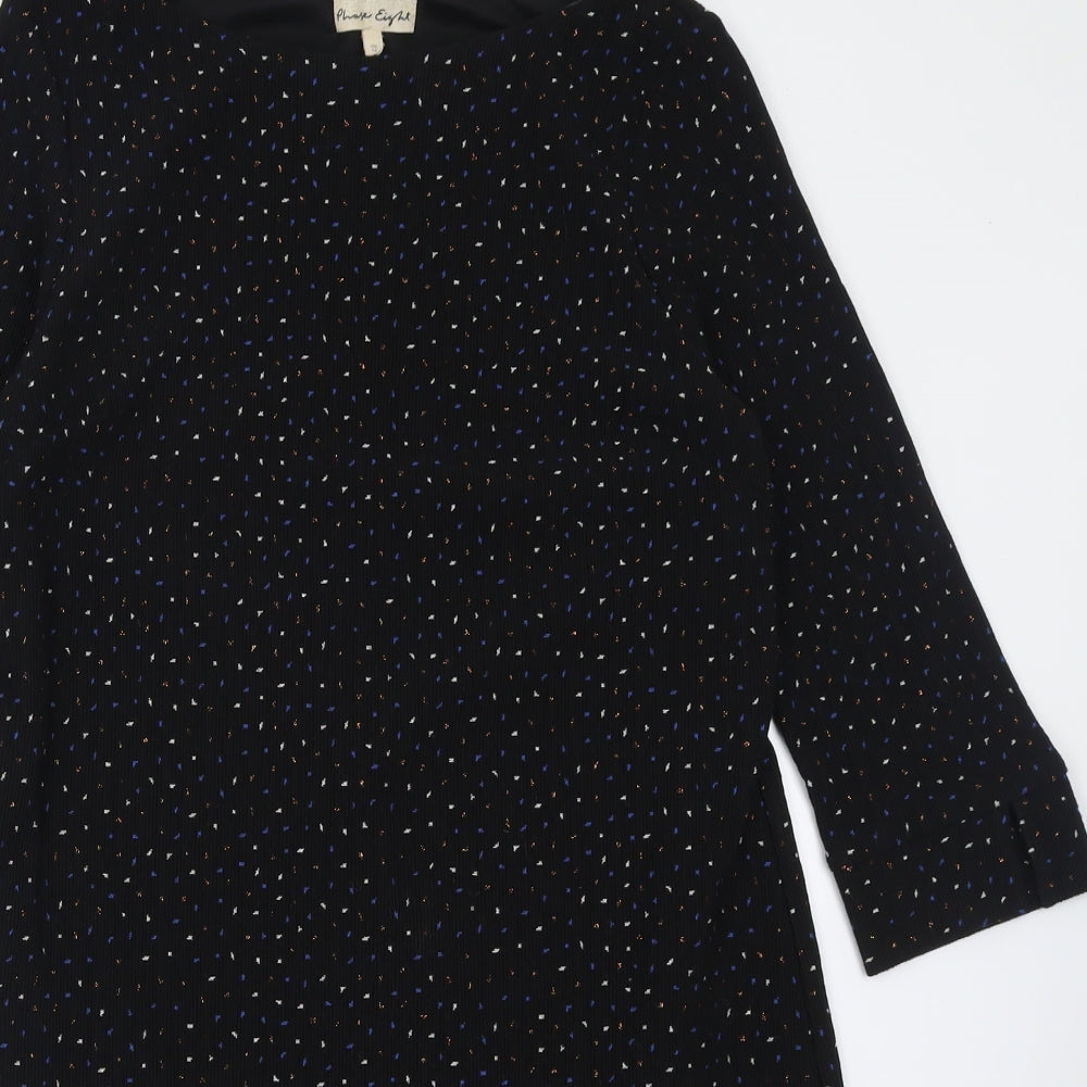 Phase Eight Womens Black Geometric Acrylic A-Line  Size 12  Boat Neck Pullover