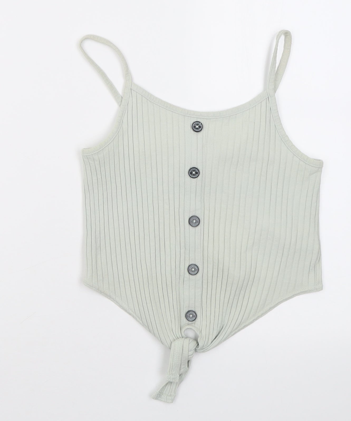 Firetrap Girls Green  Cotton Cropped Tank Size 13 Years Scoop Neck Pullover - ribbed fabric