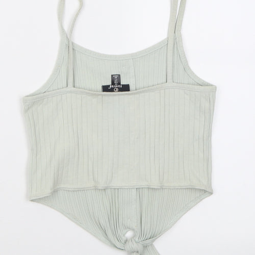 Firetrap Girls Green  Cotton Cropped Tank Size 13 Years Scoop Neck Pullover - ribbed fabric