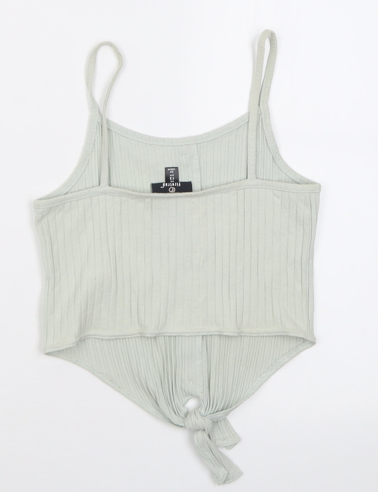 Firetrap Girls Green  Cotton Cropped Tank Size 13 Years Scoop Neck Pullover - ribbed fabric