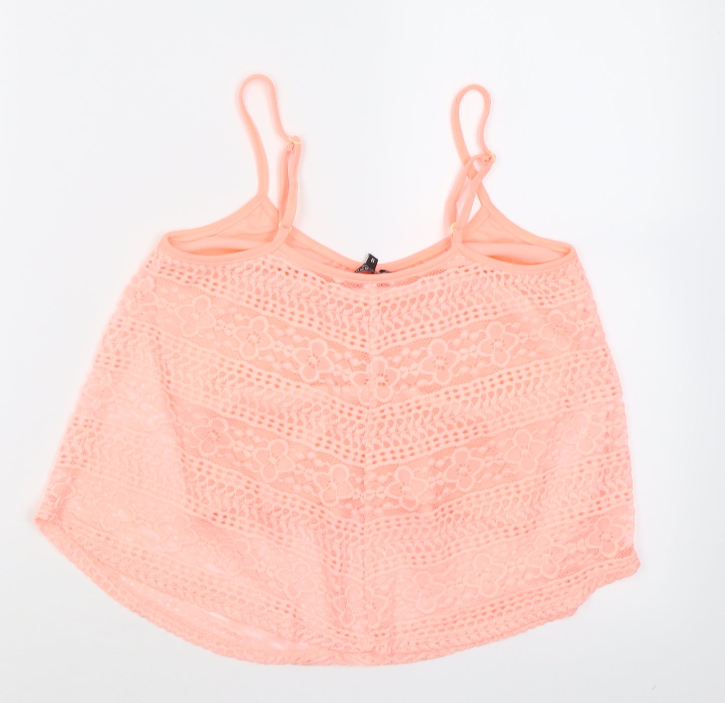 New Look Girls Pink Floral Nylon Basic Tank Size 13 Years Scoop Neck Pullover