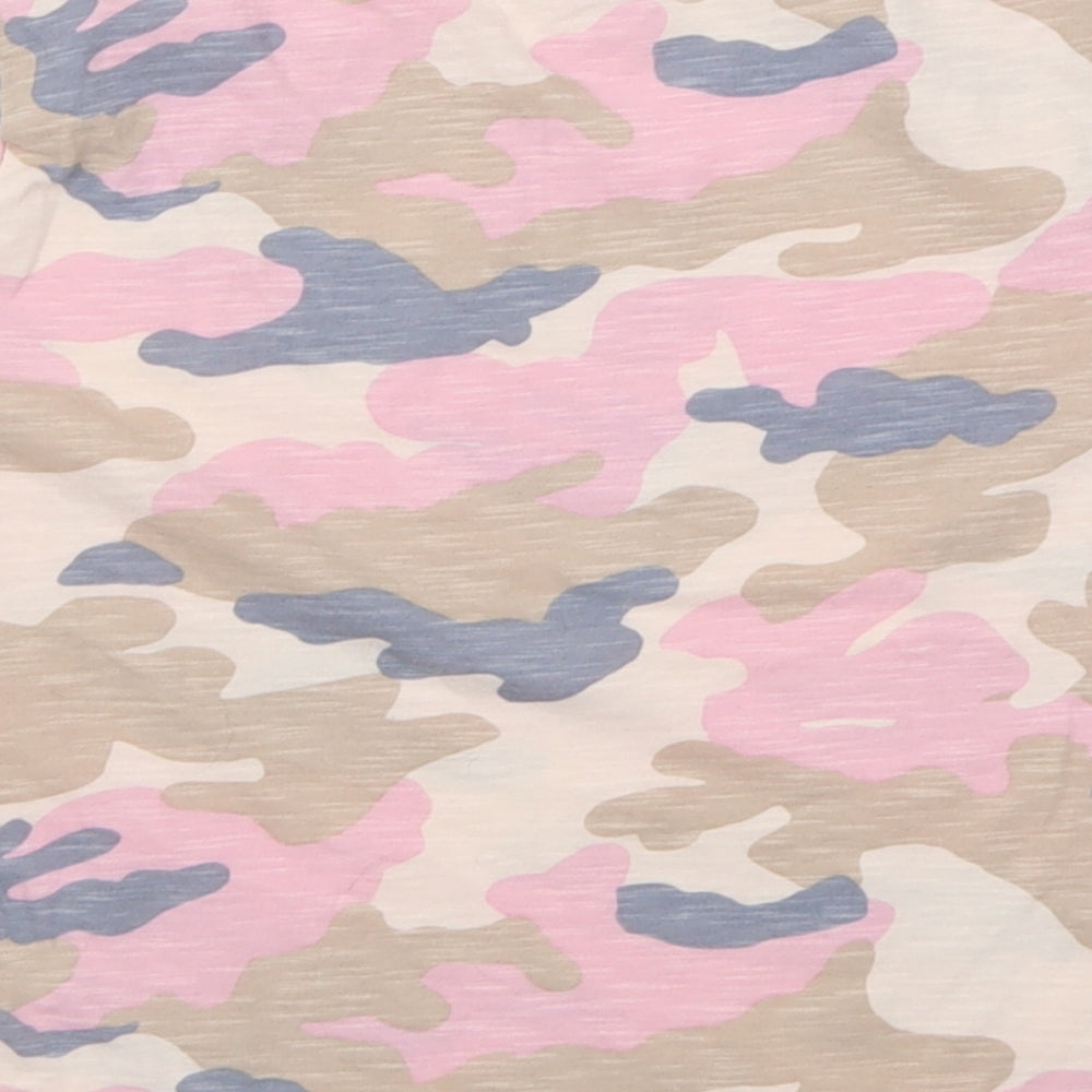 F&F Girls Pink Camouflage Cotton Basic T-Shirt Size 12-13 Years Crew Neck Pullover