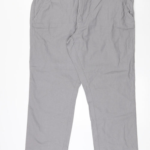 Maine New England Mens Grey  Linen Dress Pants Trousers  L27 in Regular Zip