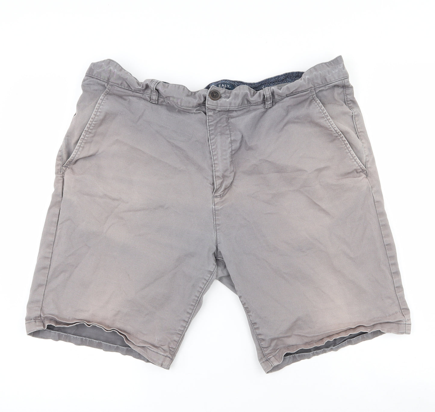 Easy Mens Grey  Cotton Chino Shorts  L9 in Regular Zip