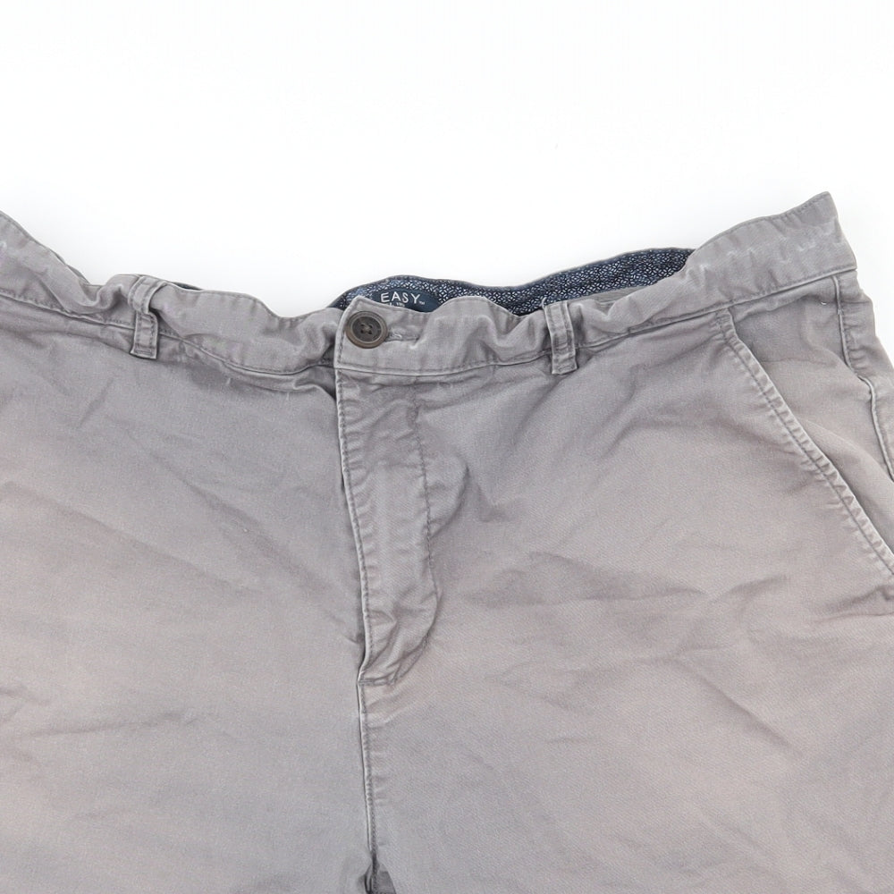 Easy Mens Grey  Cotton Chino Shorts  L9 in Regular Zip