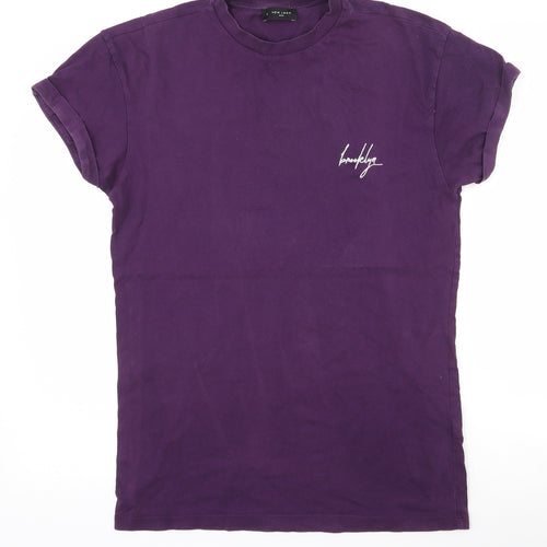 New Look Mens Purple  Cotton  T-Shirt Size XS Crew Neck