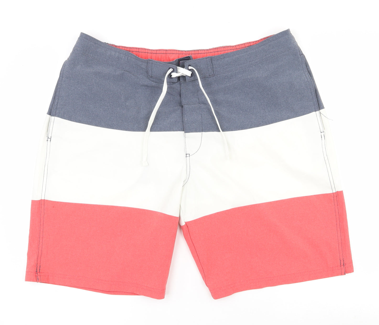 H&M Mens Multicoloured Striped Polyester Athletic Shorts Size XL L9 in Regular Drawstring