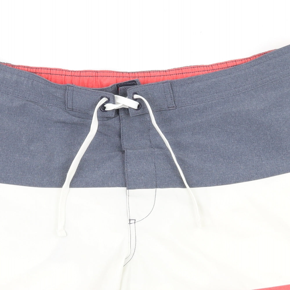 H&M Mens Multicoloured Striped Polyester Athletic Shorts Size XL L9 in Regular Drawstring