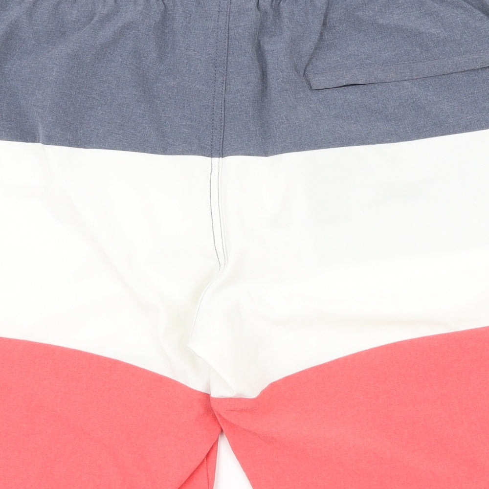 H&M Mens Multicoloured Striped Polyester Athletic Shorts Size XL L9 in Regular Drawstring