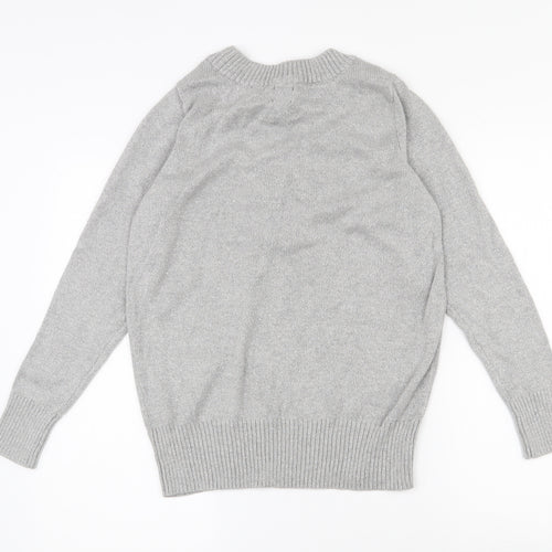 SOHO Womens Grey V-Neck  Cotton Pullover Jumper Size 10
