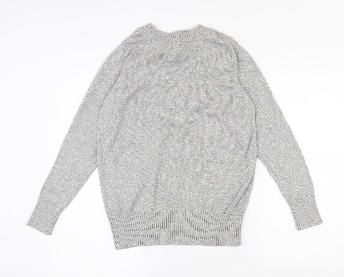 SOHO Womens Grey V-Neck  Cotton Pullover Jumper Size 10