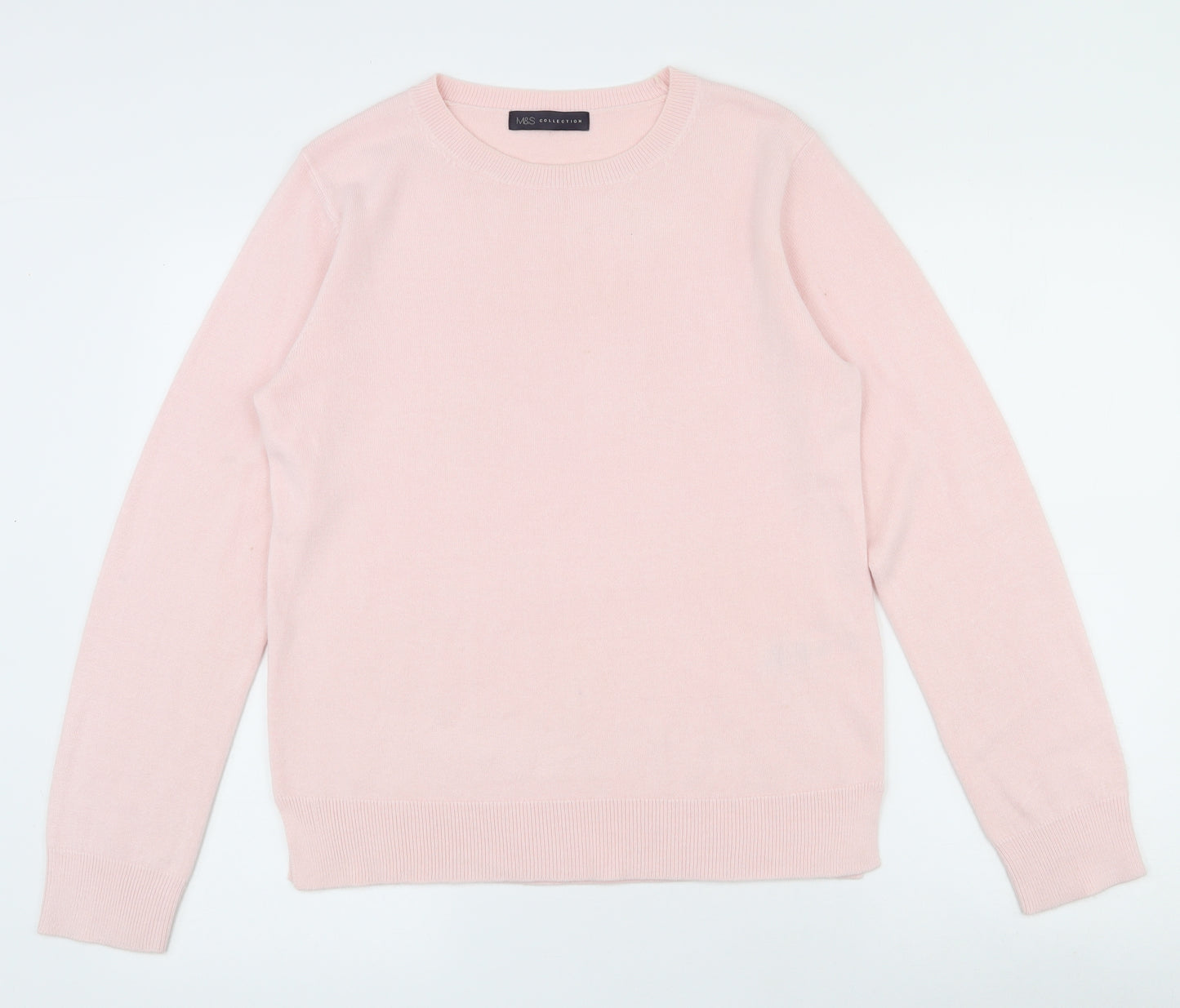 Marks and Spencer Womens Pink Round Neck  Acrylic Pullover Jumper Size 12